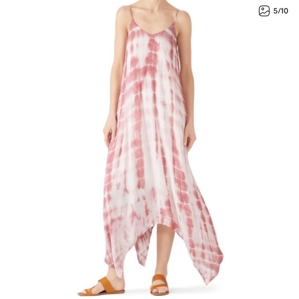 Fifteen Twenty Handkerchief Hem Beach Cover up Maxi Sundress Pink Tie Dye- Sz XS